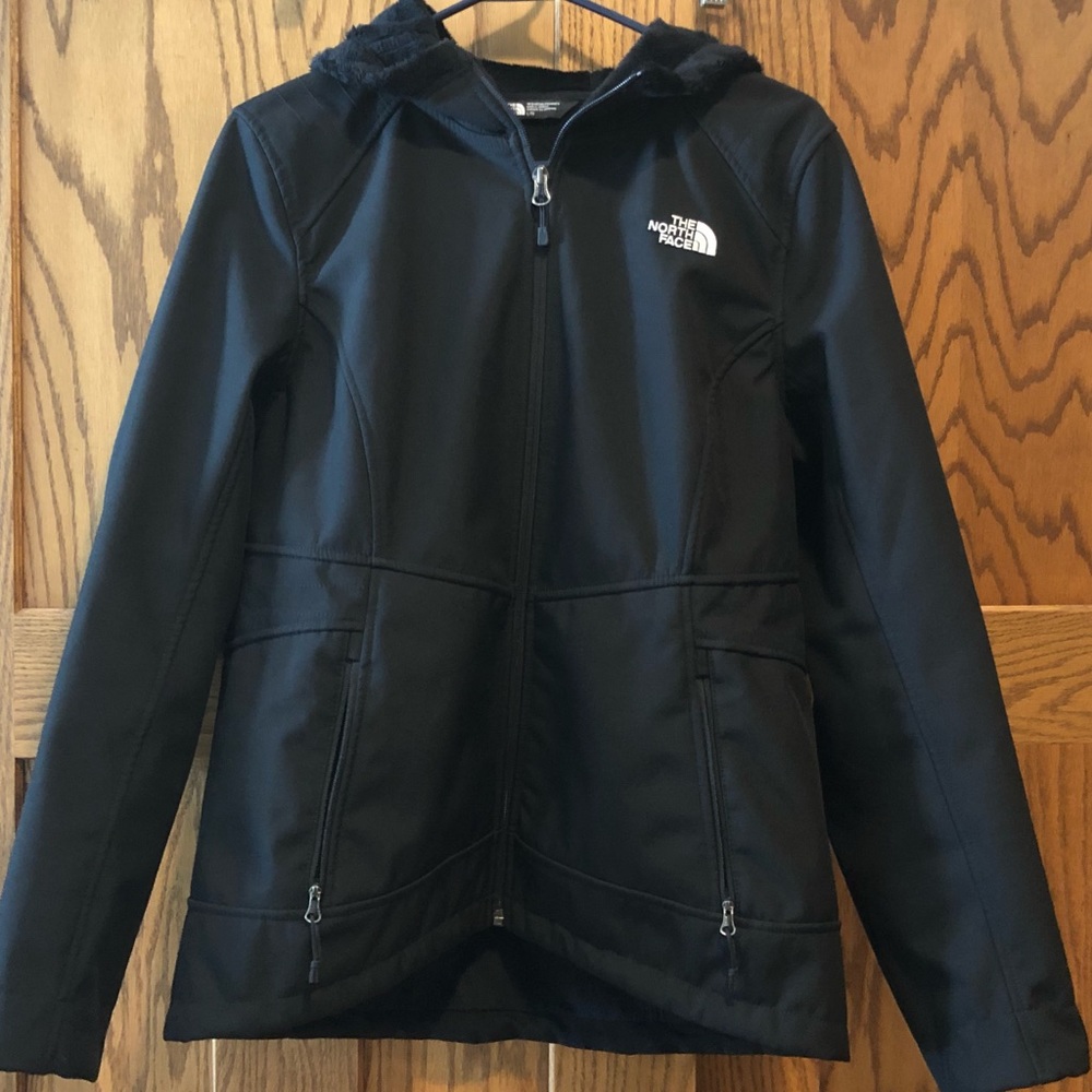 North Face windfall soft shell hoodie with fleece lining (L)